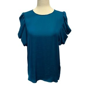 Teal Puff Sleeve Blouse
